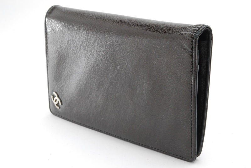 Chanel Wallet Enamel Leather Dark Green