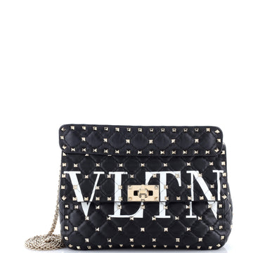 Vltn Rockstud Spike Flap Bag Quilted