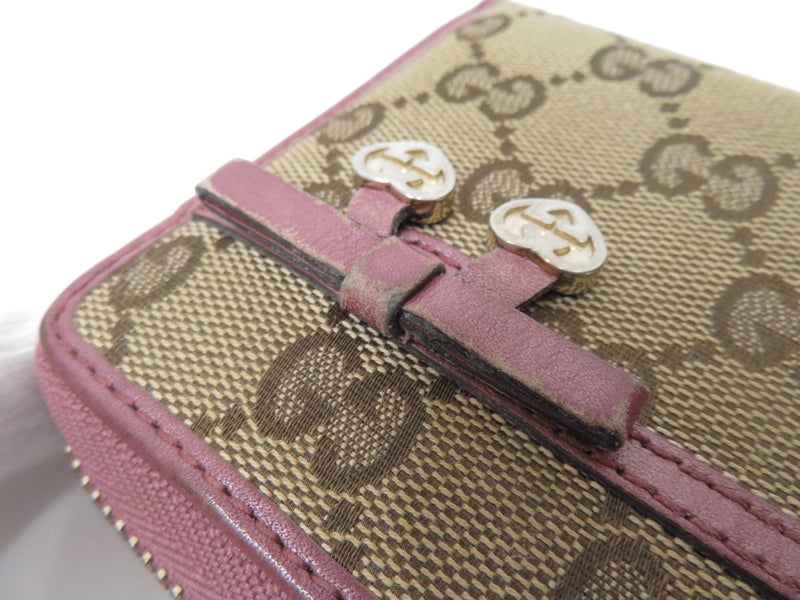 Gucci Gg Canvas Leather Zip Around