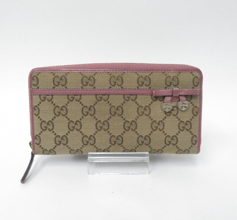 Gucci Gg Canvas Leather Zip Around