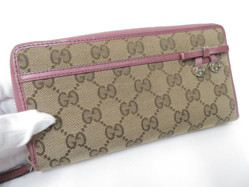 Gucci Gg Canvas Leather Zip Around