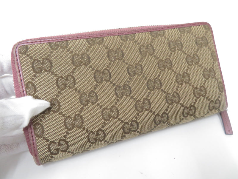 Gucci Gg Canvas Leather Zip Around