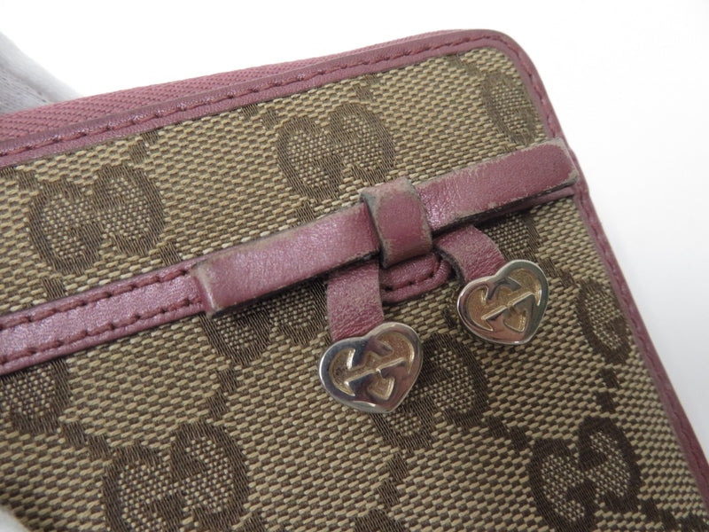 Gucci Gg Canvas Leather Zip Around