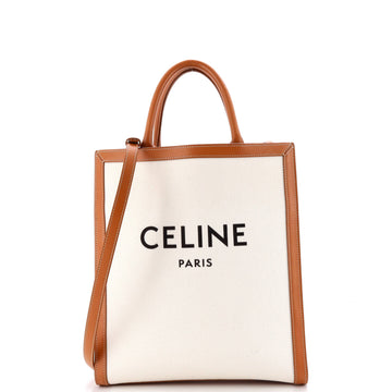 Vertical Cabas Tote Canvas With Leather