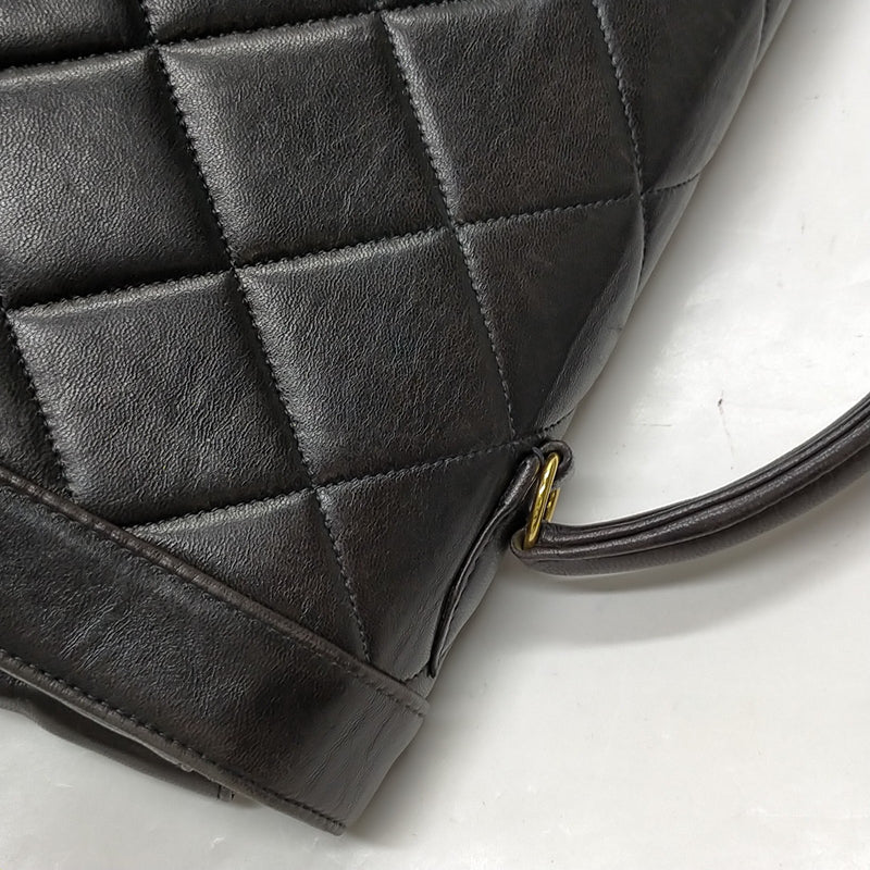 No Tariff Chanel Hand Bag Black Leather