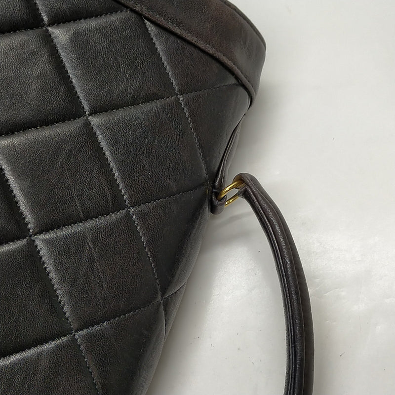 No Tariff Chanel Hand Bag Black Leather