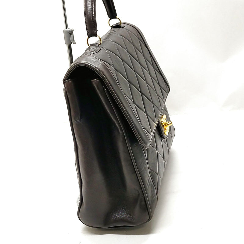 No Tariff Chanel Hand Bag Black Leather