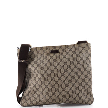 Zip Top Messenger Bag Gg Coated Canvas