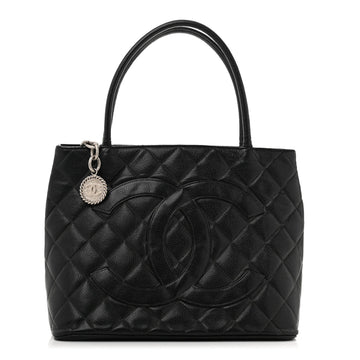 Caviar Quilted Medallion Tote Black