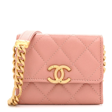 Caviar Quilted Bracelet On Chain Clutch