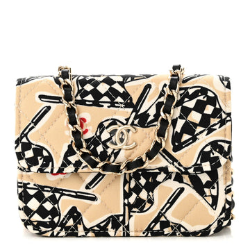 Canvas Check Flag Printed Cc Clutch With