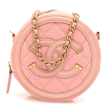Caviar Quilted Round Filigree Crossbody