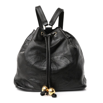 Lambskin Cc Drawstring Backpack Black