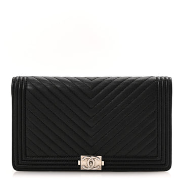 Calfskin Chevron Quilted Boy Yen Wallet