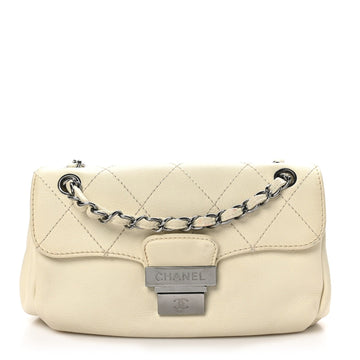 Calfskin Stitched Accordion Flap White