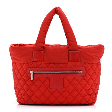 Nylon Quilted Large Coco Cocoon Tote Red
