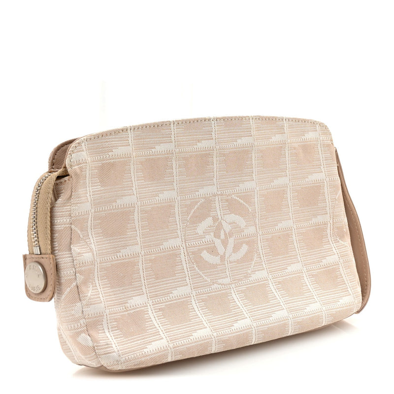 Nylon Travel Ligne Zip Pouch Beige
