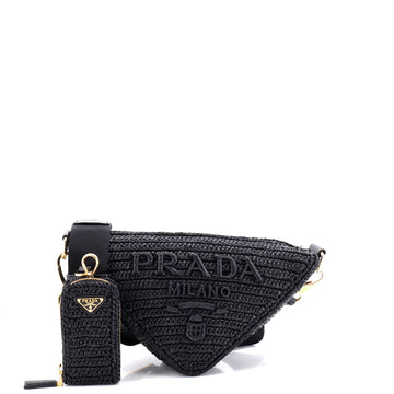 Triangle Logo Zip Crossbody Bag Crochet