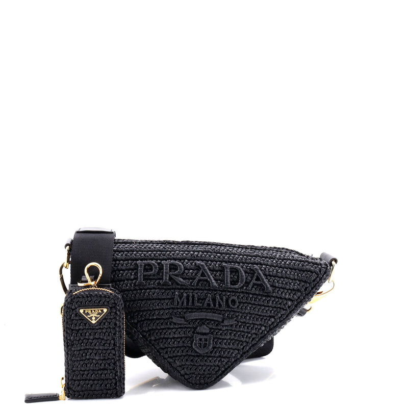 Triangle Logo Zip Crossbody Bag Crochet