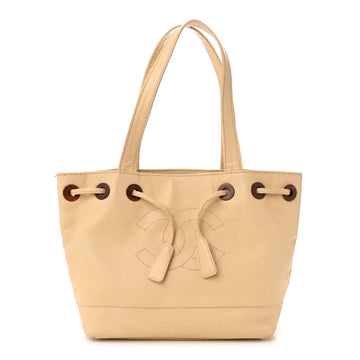 Caviar Wood Cc Drawstring Bucket Bag