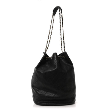 Lambskin Quilted Drawstring Bucket Bag