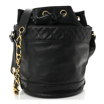 Caviar Drawstring Bucket Shoulder Bag