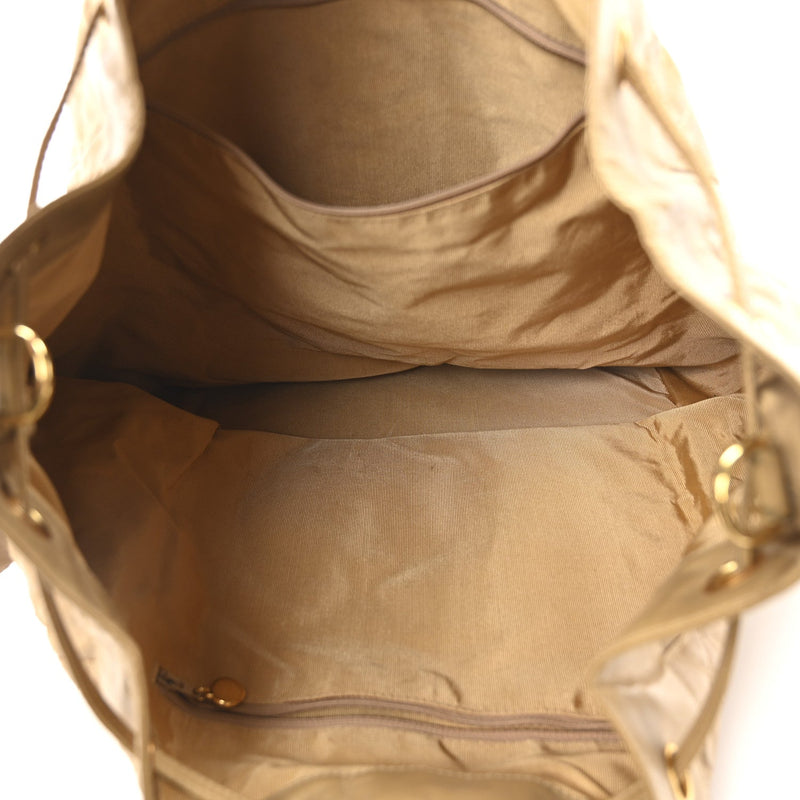 Vinyl Stitched Xl Bucket Bag Beige