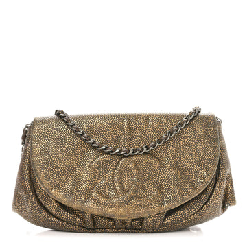 Metallic Caviar Half Moon Wallet On