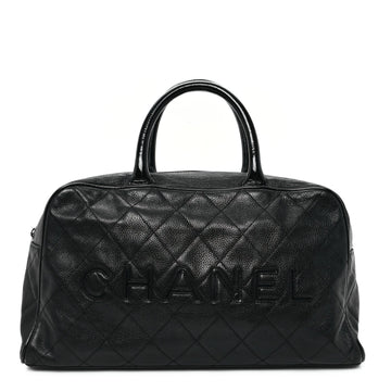 Calfskin Patent Quilted Bowler Black