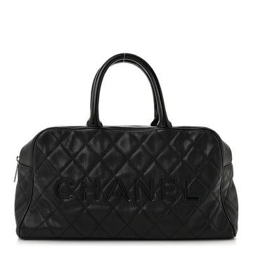 Caviar Patent Quilted Large Bowler Black