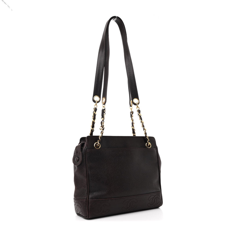 Caviar Cc Shoulder Bag Dark Brown