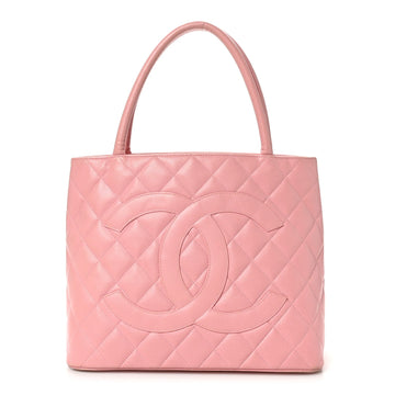 Caviar Quilted Medallion Tote Light Pink