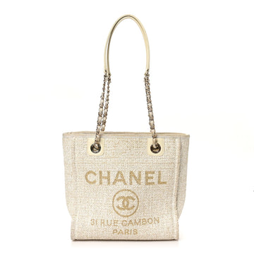 Lurex Boucle Mini Deauville Tote White