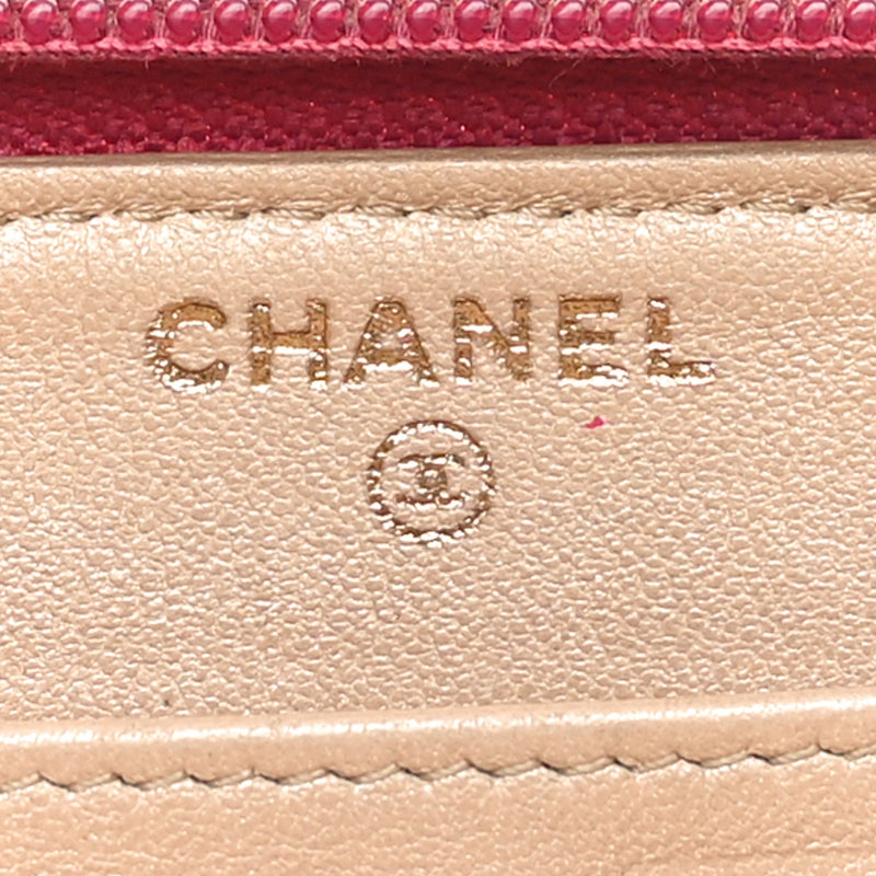 Lambskin Camellia Embossed Large Gusset