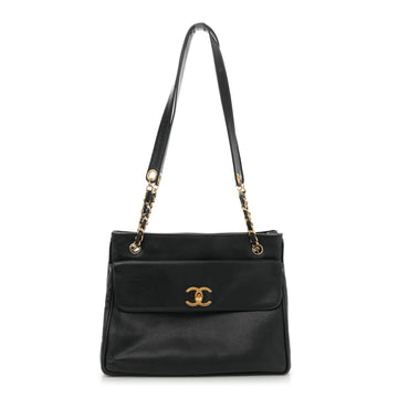 Caviar Flap Shoulder Bag Black