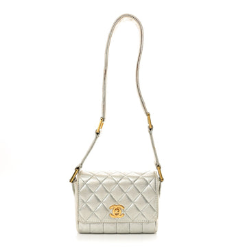 Metallic Goatskin Quilted Square Flap