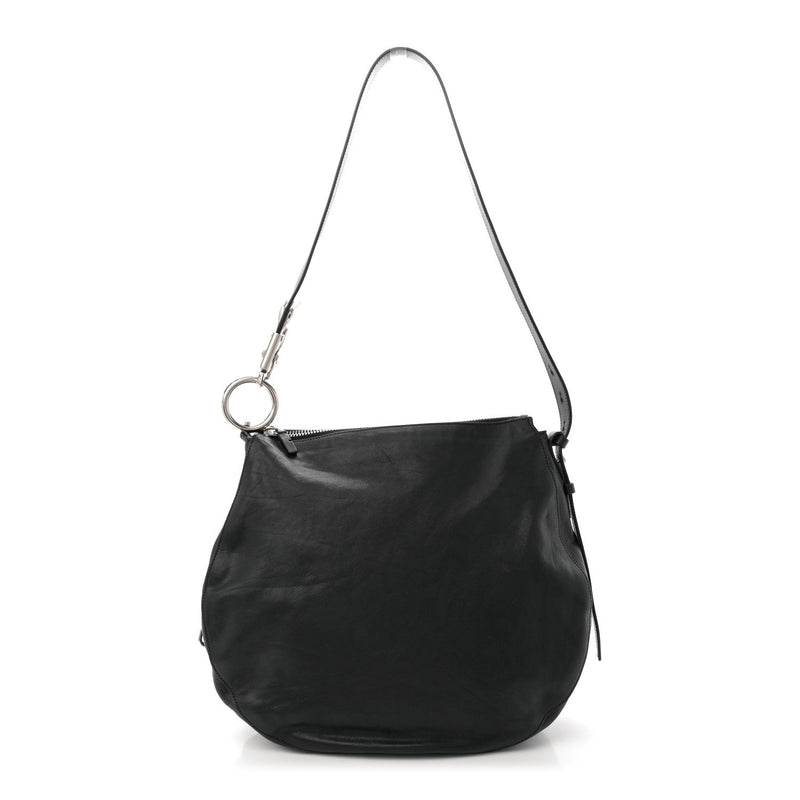 Grainy Calfskin Medium Knight Bag Black