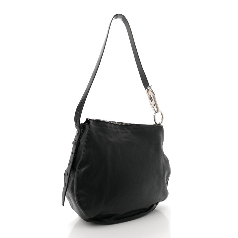 Grainy Calfskin Medium Knight Bag Black