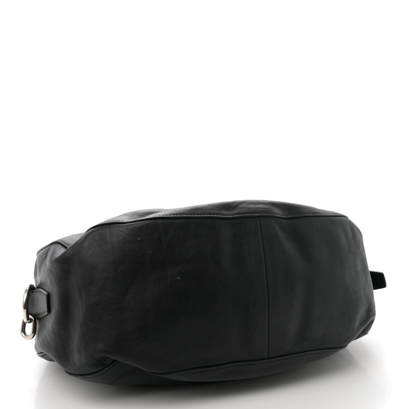 Grainy Calfskin Medium Knight Bag Black