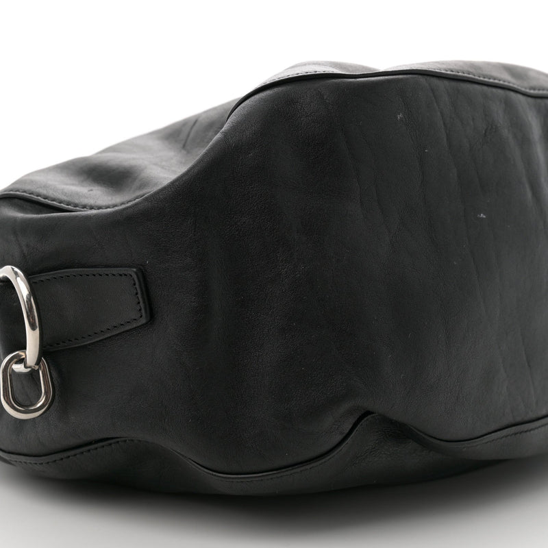 Grainy Calfskin Medium Knight Bag Black