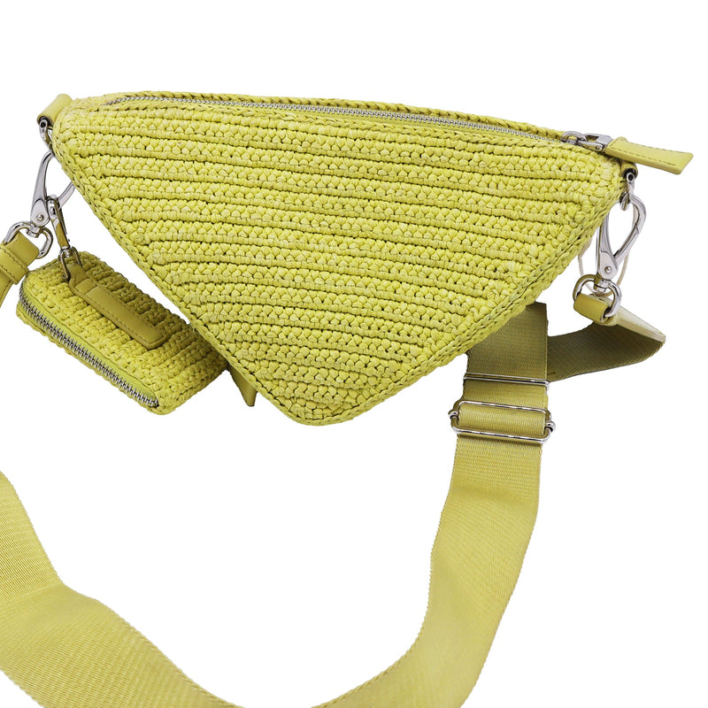 Triangle Logo Zip Crossbody Bag Crochet