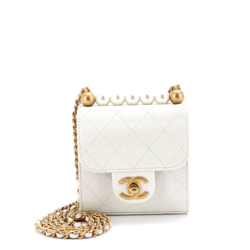 Chic Pearls Flap Clutch With Chain