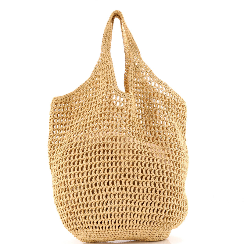 Triangle Logo Bucket Tote Raffia Small