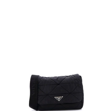 Padded Flap Shoulder Bag Quilted Tessuto