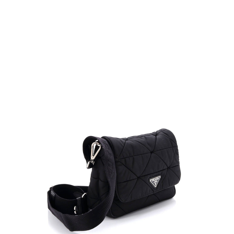 Padded Flap Shoulder Bag Quilted Tessuto