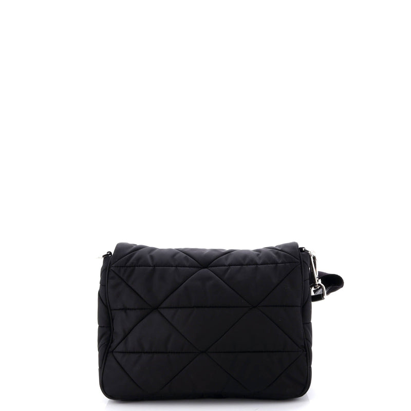 Padded Flap Shoulder Bag Quilted Tessuto