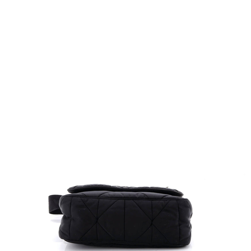 Padded Flap Shoulder Bag Quilted Tessuto