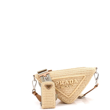 Triangle Logo Zip Crossbody Bag Crochet