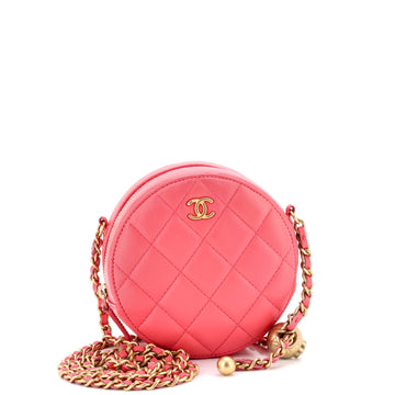 Pearl Crush Round Clutch With Chain