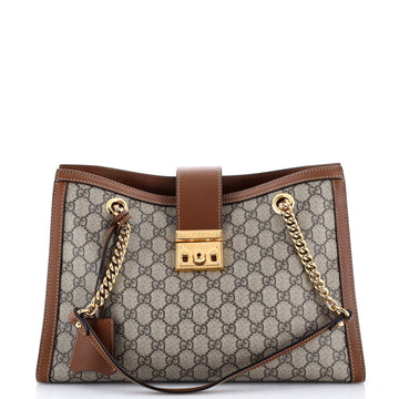 Padlock Chain Tote Gg Coated Canvas With